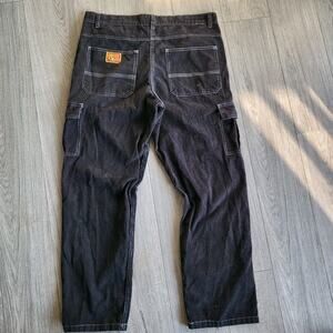 FB County Pants Mens 38x32 Black Corduroy Cargo Baggy Wide Leg Cholo Lowrider